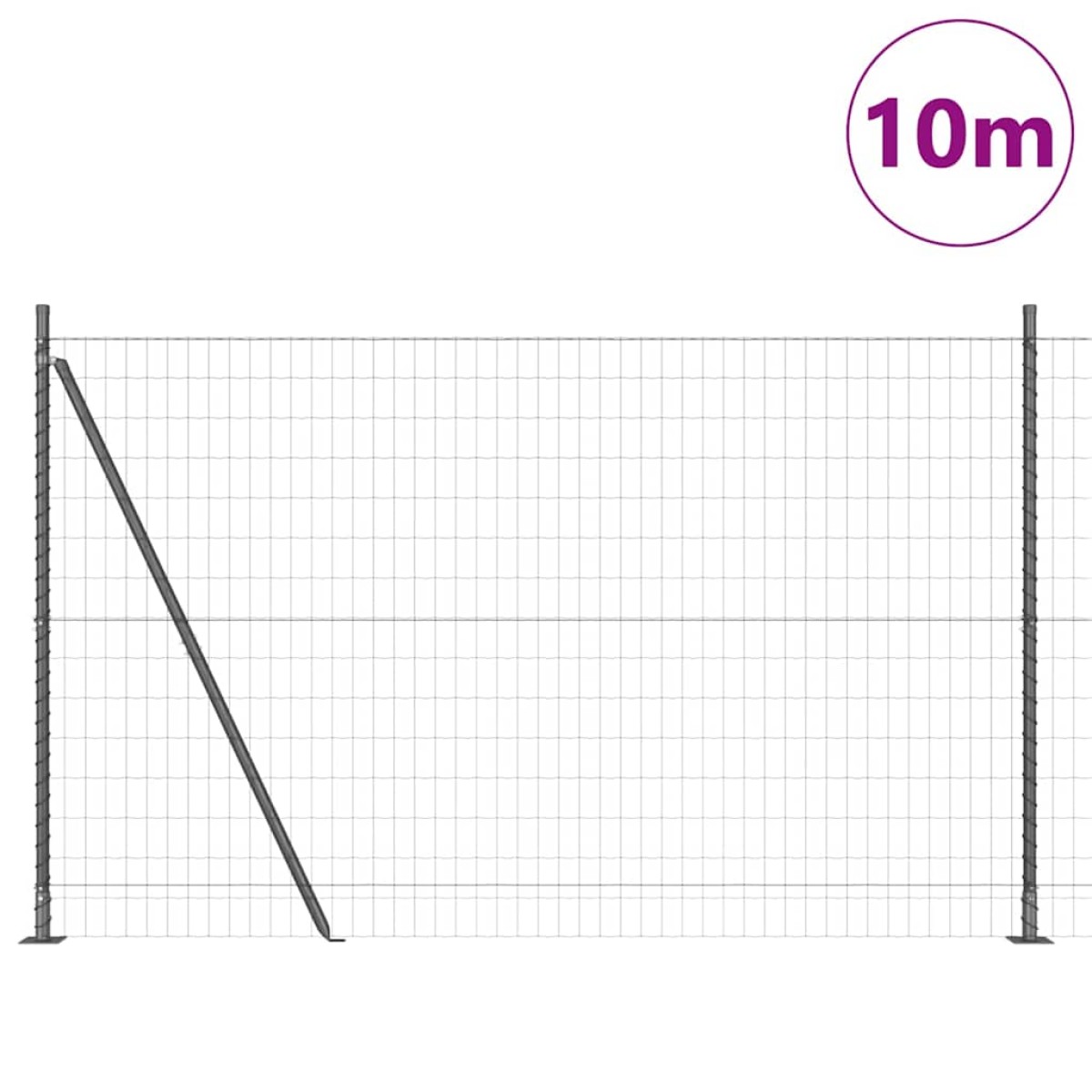 vidaXL Ευρωπαϊκός Φράκτης με Σκυρόδετη Βάση 10 x 1,6 m Γκρι Δίχτυ