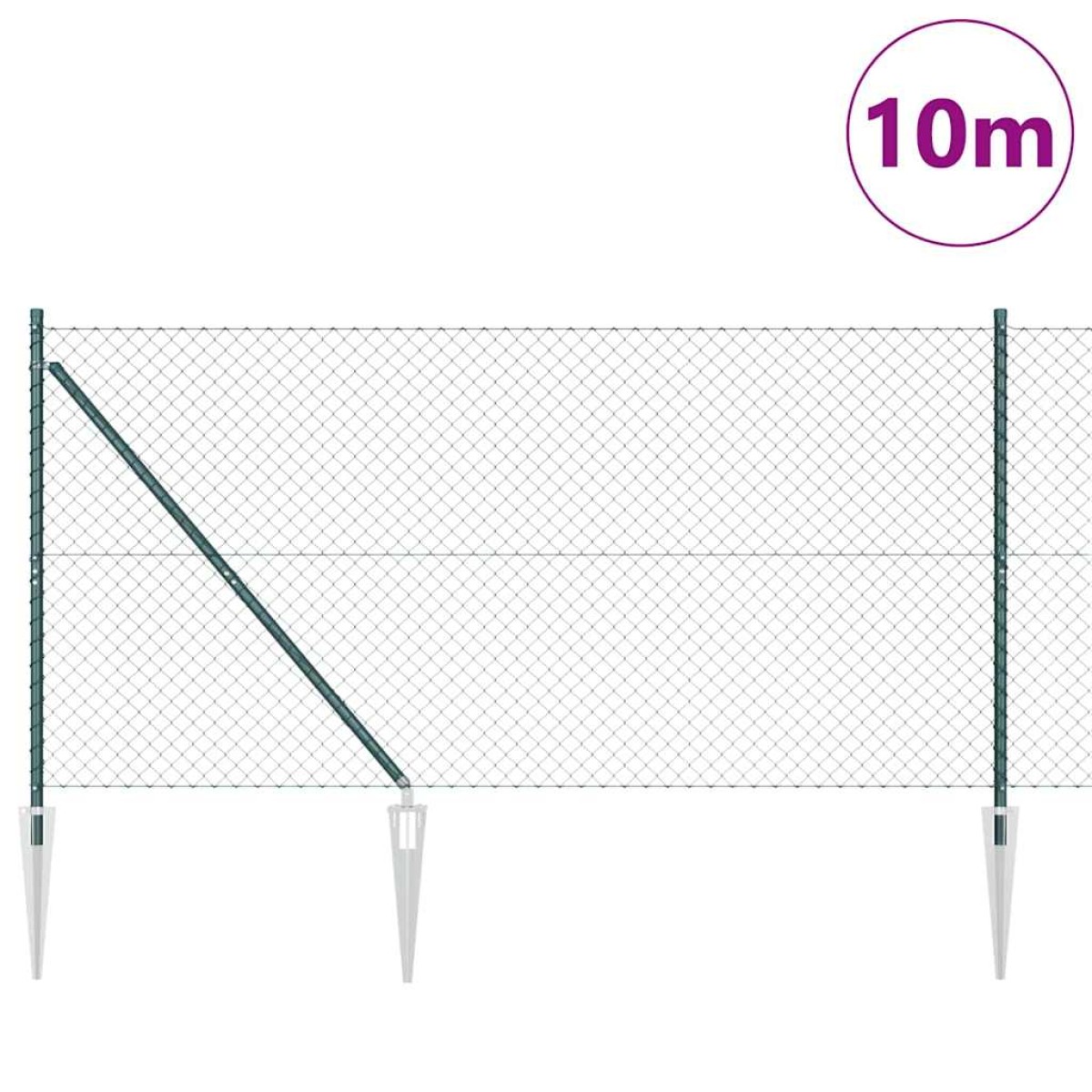 vidaXL Περίφραξη με Σπίθες 10 x 1,4 μ PVC-Επικαλυμμένο Ατσάλι Πράσινο