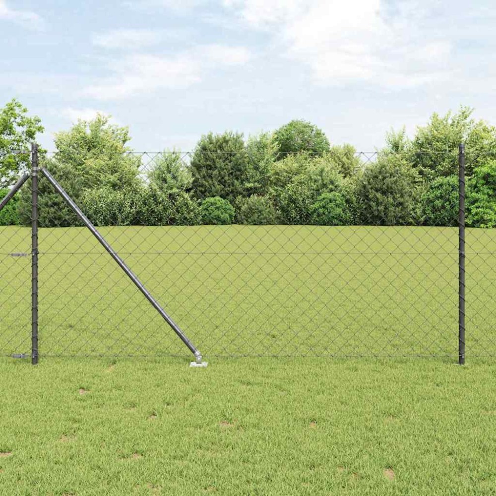 vidaXL Περίφραξη με Σπίθες 10 x 1 m PVC-Επικαλυμμένο Ατσάλι Γκρι Δίχτυ
