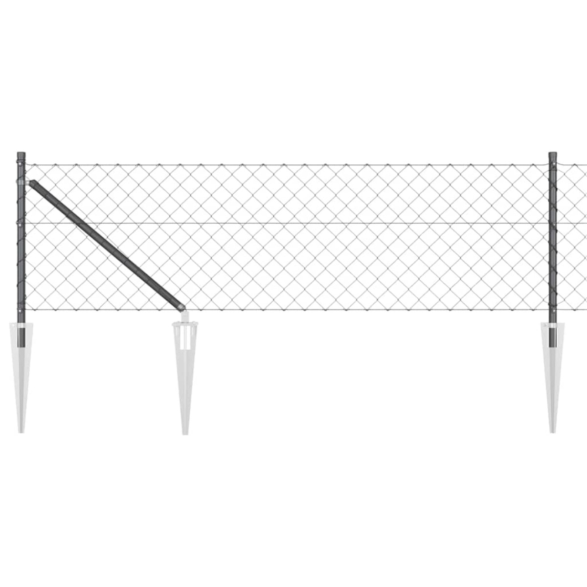 vidaXL Περίφραξη με Σπίθες 25 x 0,8 m PVC-Επικαλυμμένο Ατσάλι Γκρι