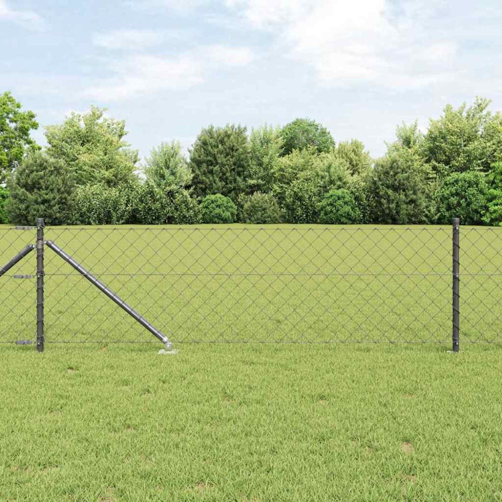 vidaXL Περίφραξη με Σπίθες 25 x 0,8 m PVC-Επικαλυμμένο Ατσάλι Γκρι