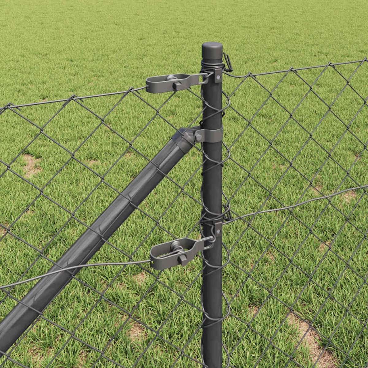 vidaXL Περίφραξη με Σπίθες 25 x 0,8 m PVC-Επικαλυμμένο Ατσάλι Γκρι