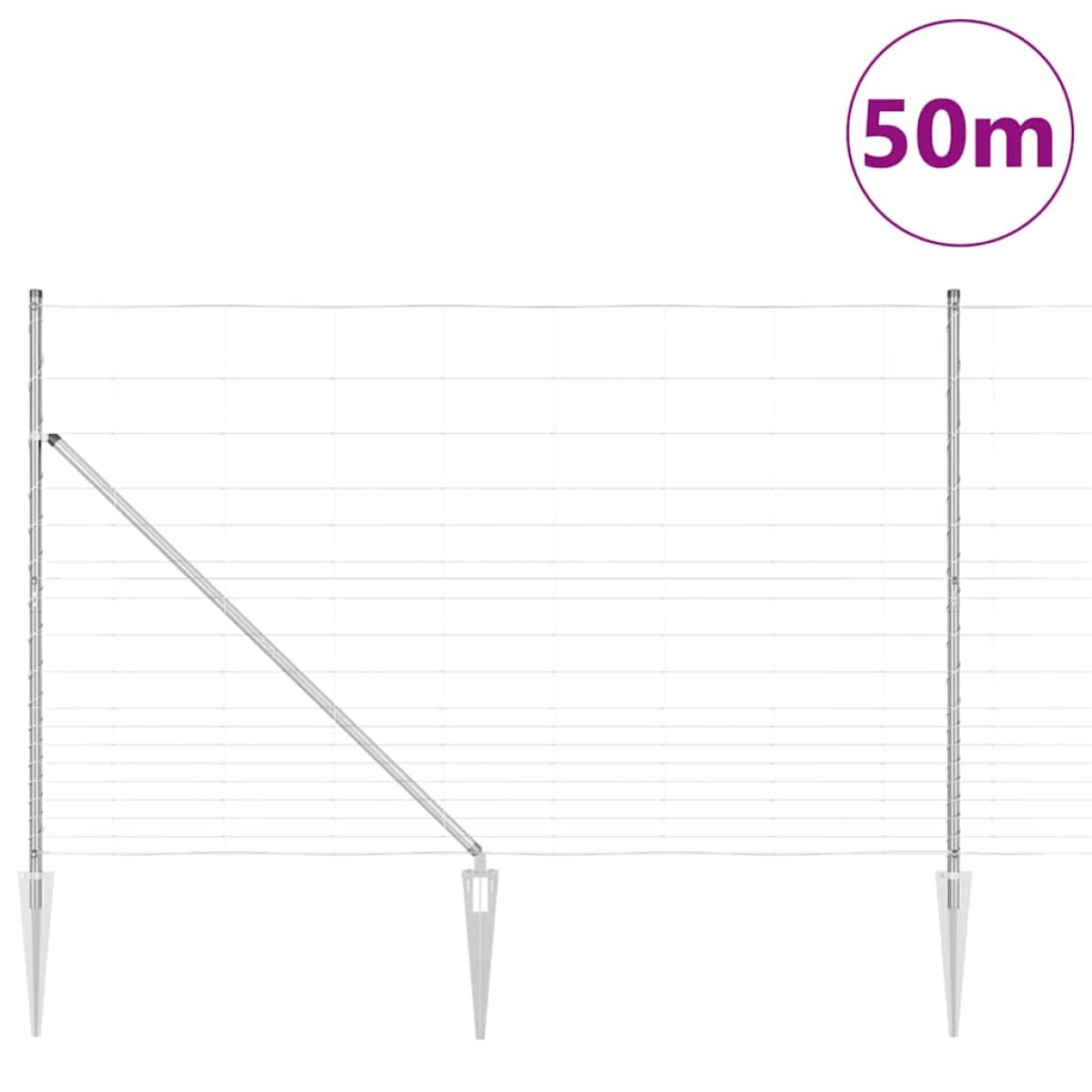 vidaXL Συρματόπλεγμα με ακίδες 50 x 1,5 m Γαλβανισμένος Χάλυβας Ασημί