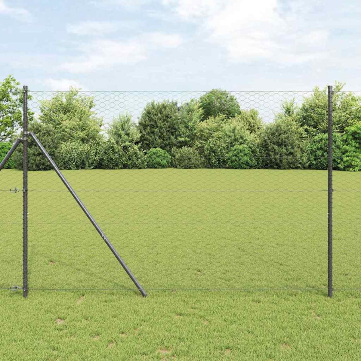vidaXL Έξιγωνο φράχτη σταθερού εδάφους 10 x 1,6 m Γκρι Δίχτυ