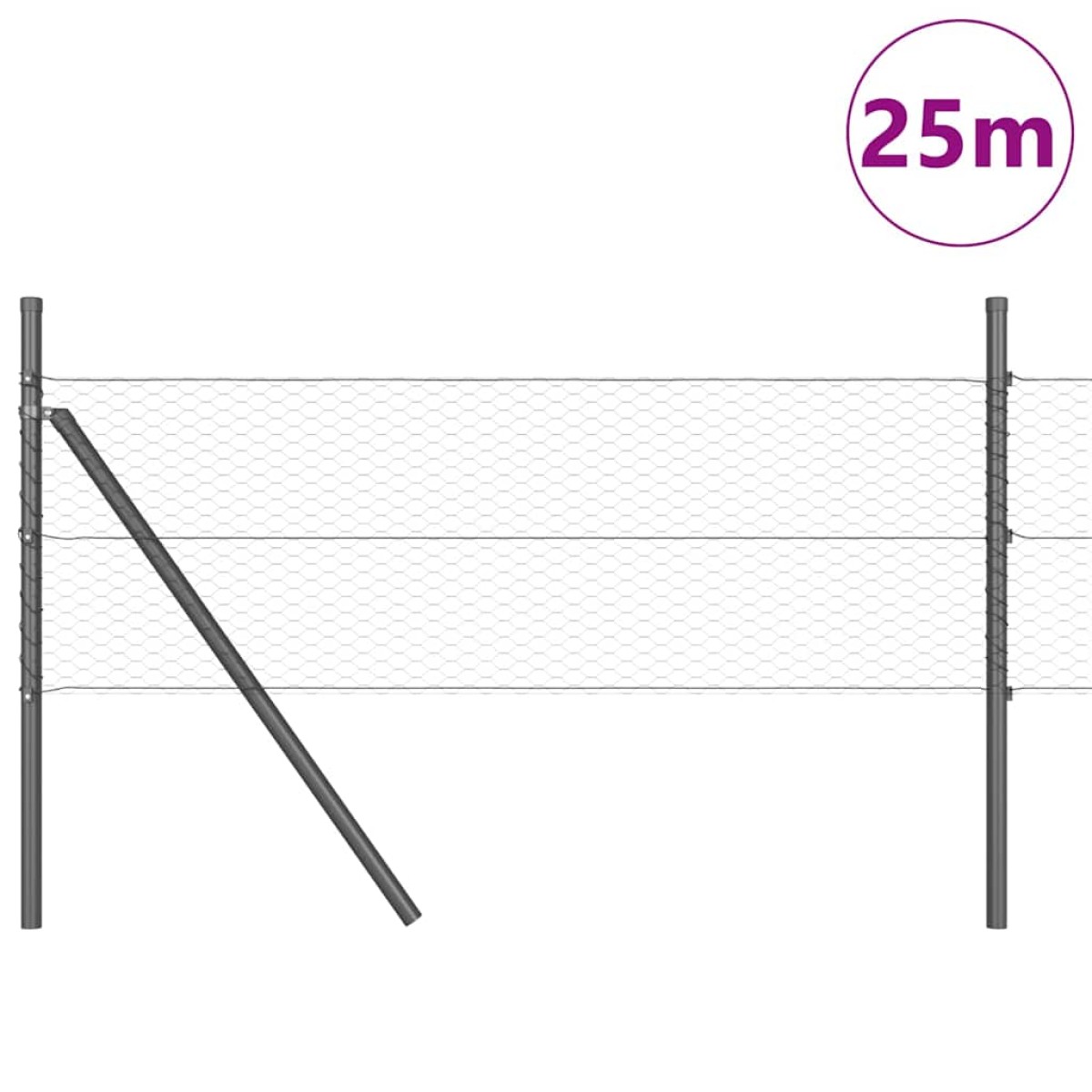 vidaXL Έξιγωνο φράχτη σταθερού εδάφους 25 x 0,4 m Γκρι Δίχτυ