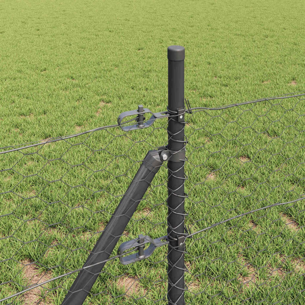 vidaXL Έξιγωνο φράχτη σταθερού εδάφους 25 x 0,8 m Γκρι Δίχτυ