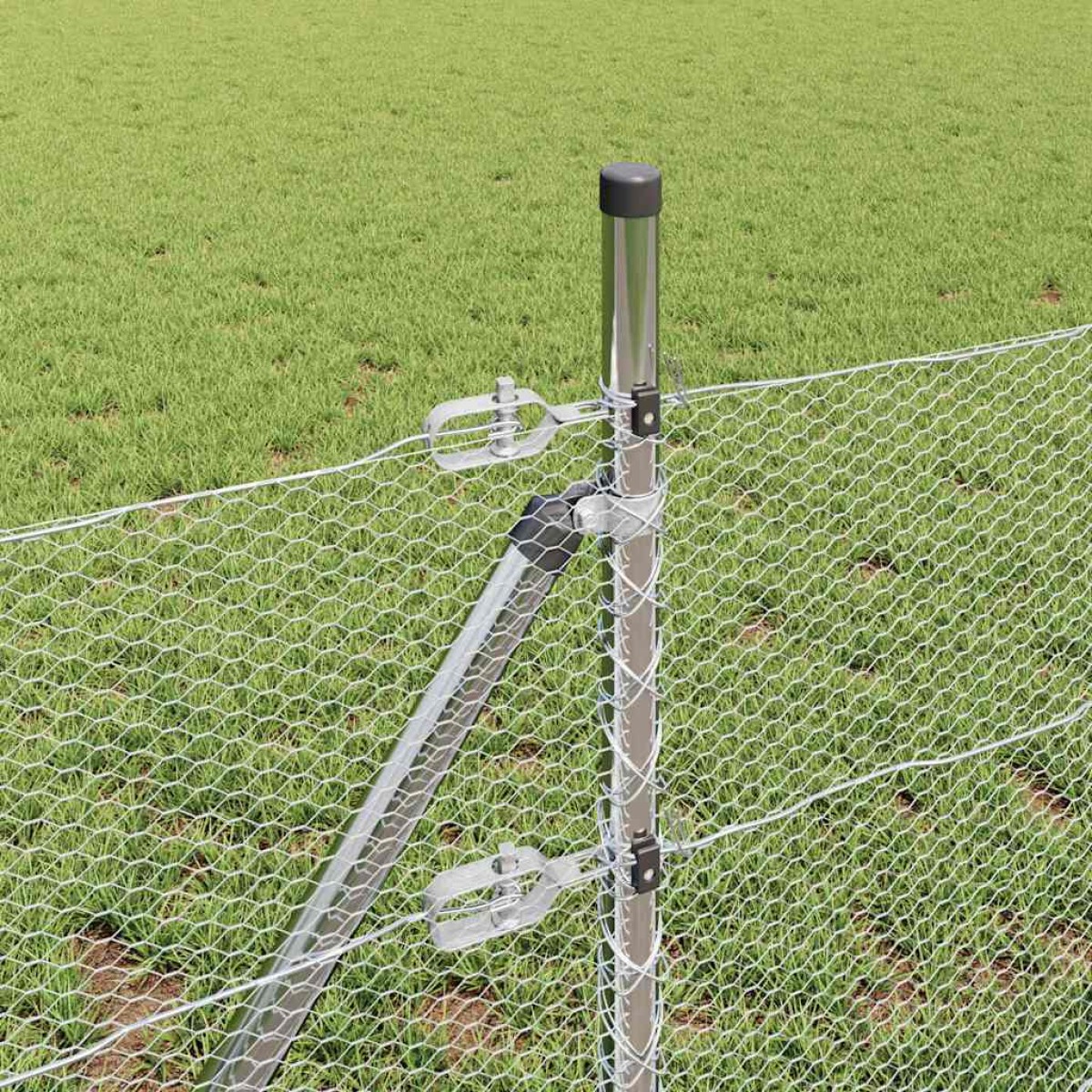 vidaXL Έξιγωνο φράχτη σταθερού εδάφους 100 x 0,6 μ Ασημί Δίχτυ