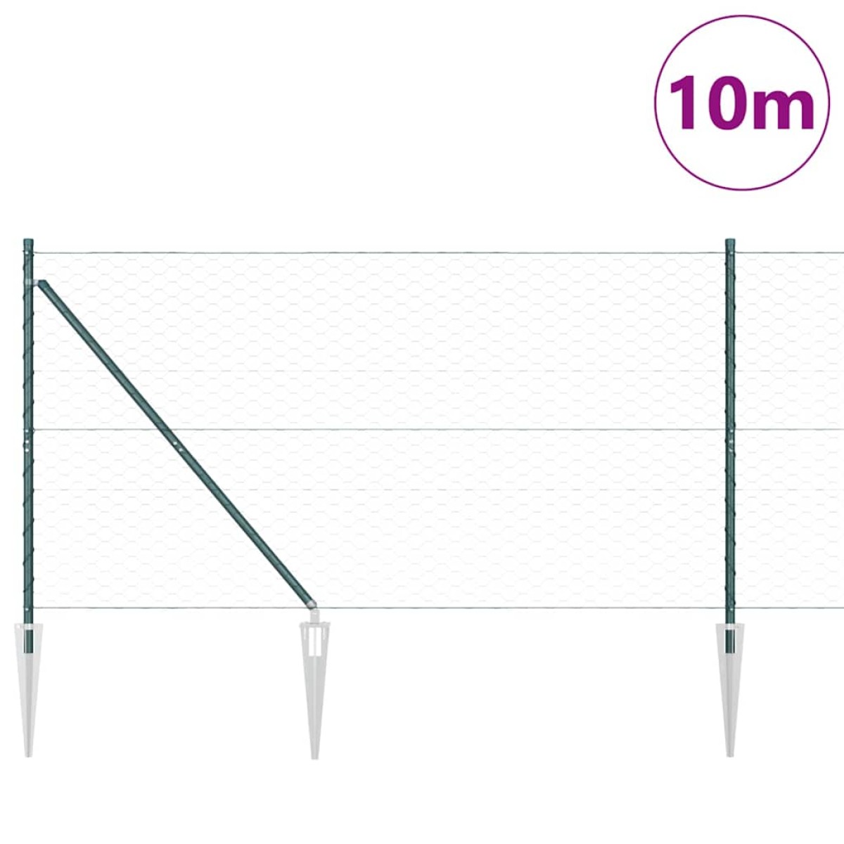 vidaXL Εξαγωνική Φράχτη με Στύλο 10 x 1,2 μ PVC-Επικαλυμμένο Ατσάλι