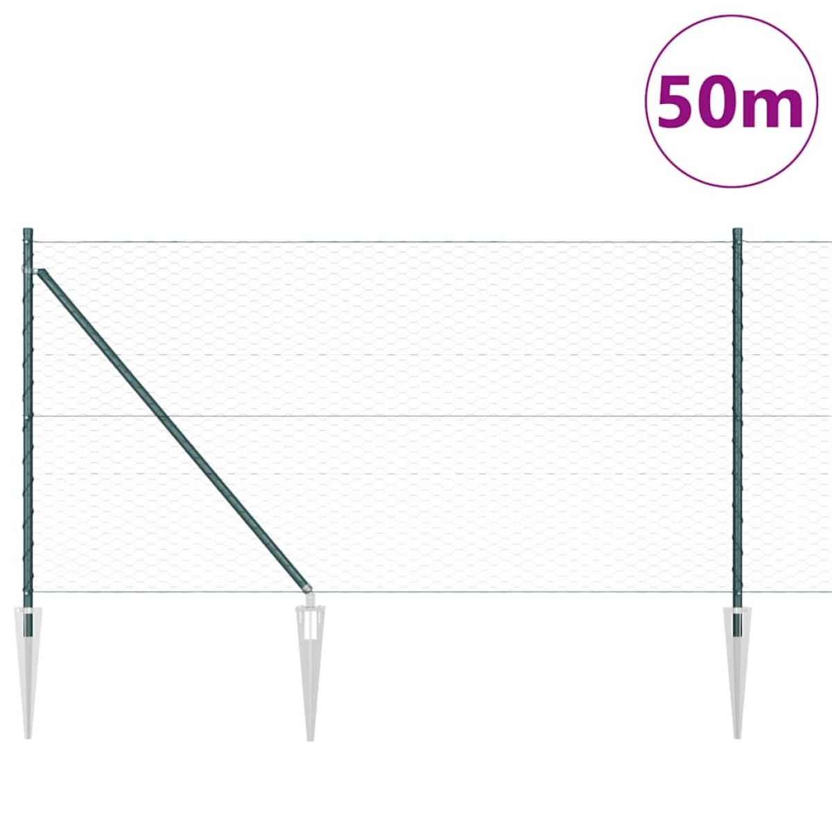 vidaXL Εξαγωνική Φράχτη με Στύλο 50 x 1 m PVC-Επικαλυμμένο Ατσάλι