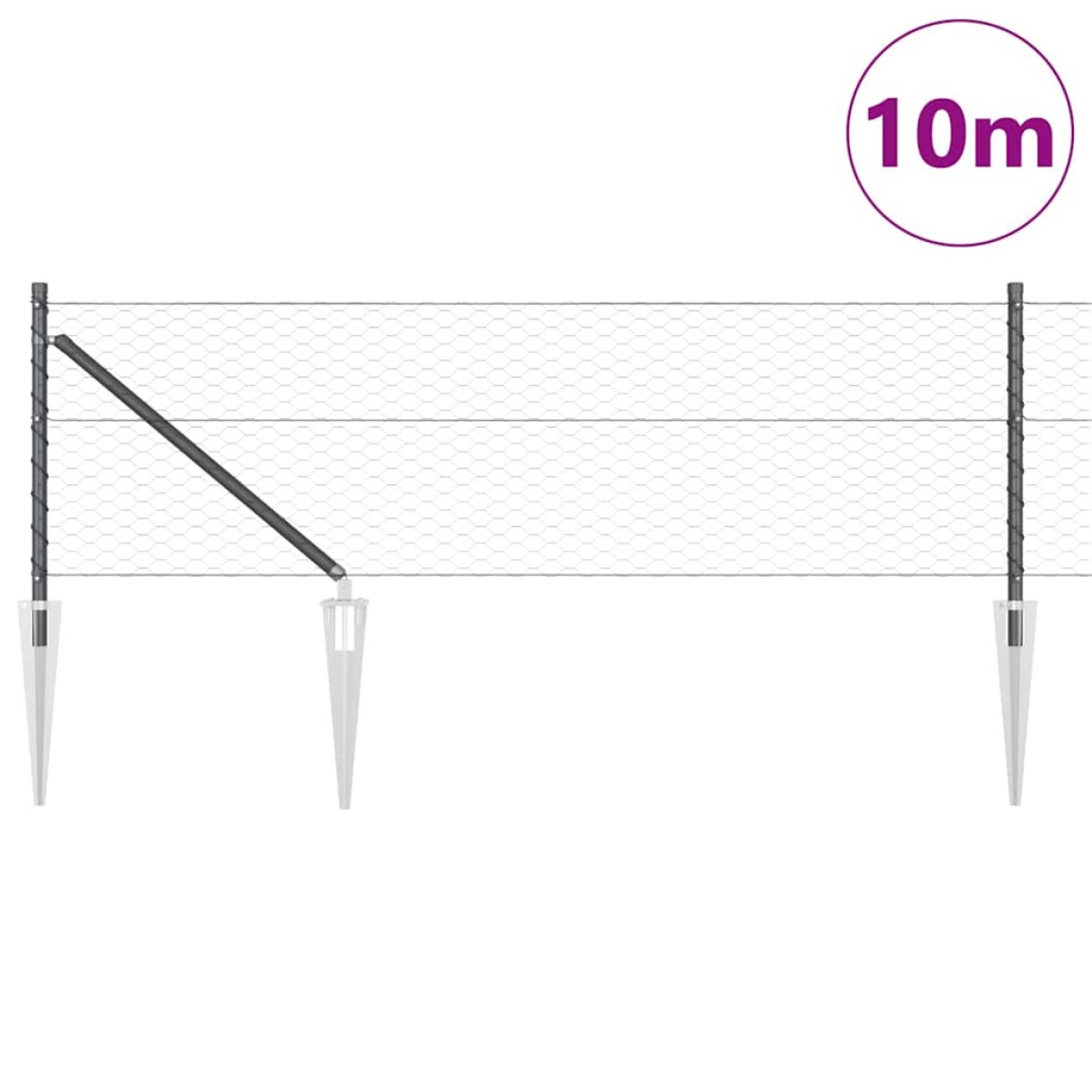 vidaXL Εξαγωνική Φράχτη με Στύλο 10 x 0,6 μ PVC-Επικαλυμμένο Ατσάλι