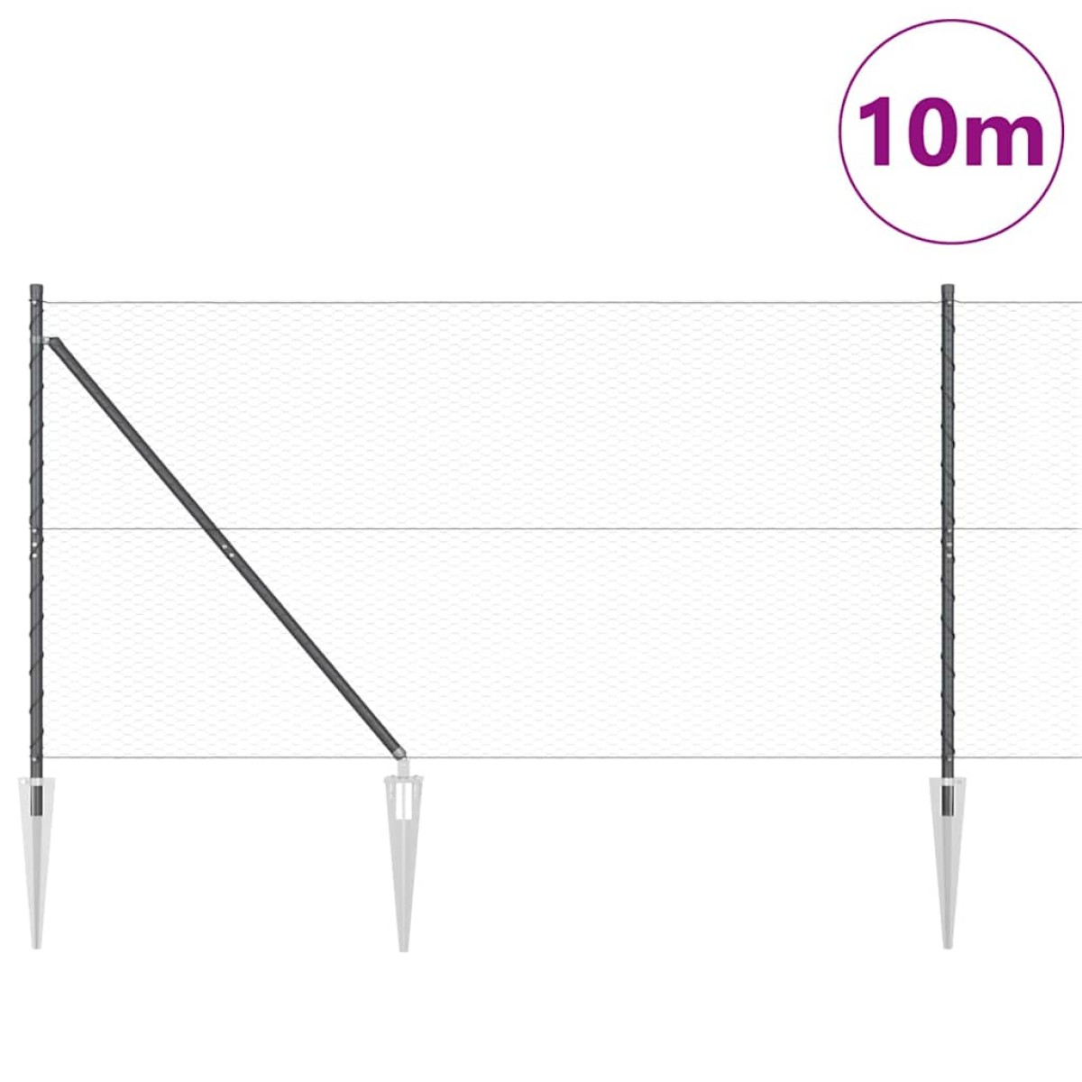 vidaXL Εξαγωνική Φράχτη με Στύλο 10 x 1,4 μ PVC-Επικαλυμμένο Ατσάλι