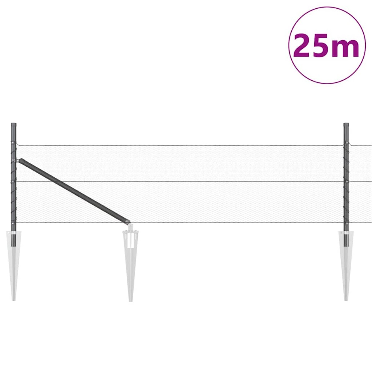 vidaXL Εξαγωνική Φράχτη με Στύλο 25 x 0,4 m PVC-Επικαλυμμένο Ατσάλι