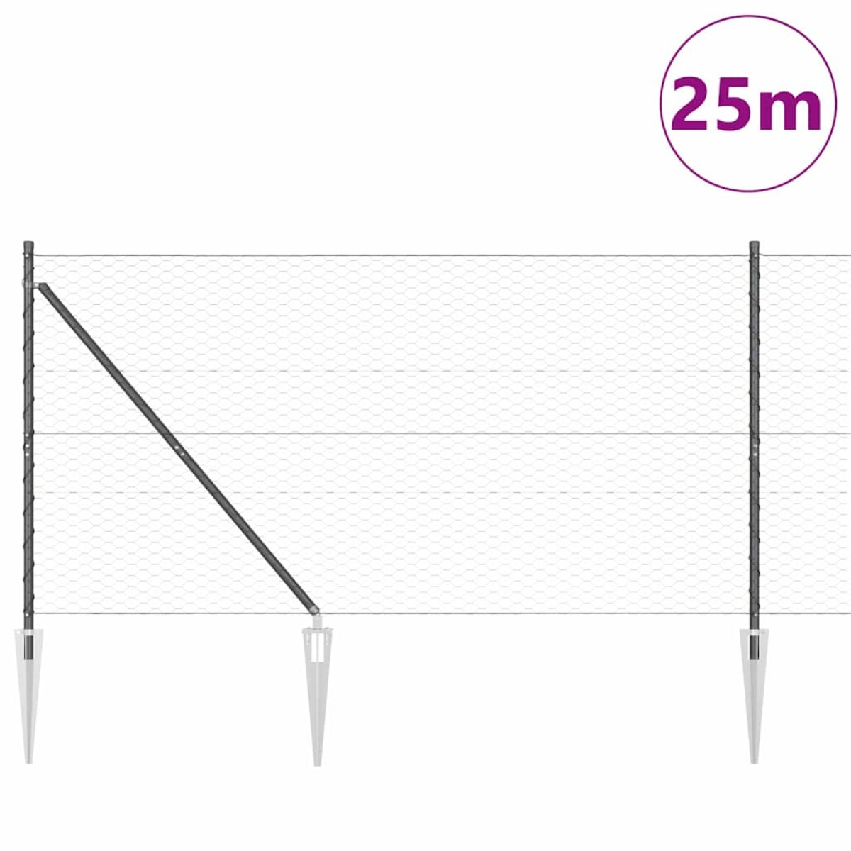 vidaXL Εξαγωνική Φράχτη με Στύλο 25 x 1,4 μ PVC-Επικαλυμμένο Ατσάλι