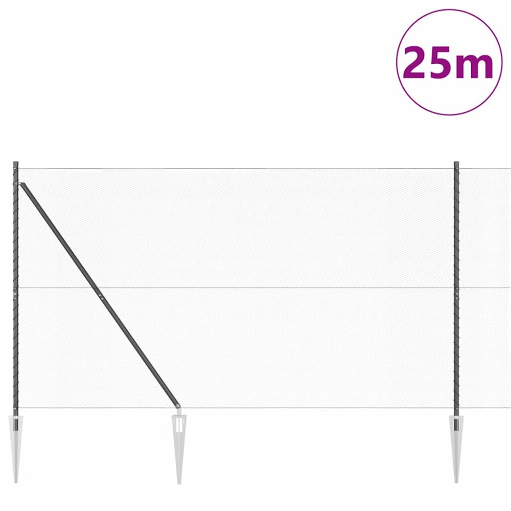 vidaXL Εξαγωνική Φράχτη με Στύλο 25 x 1,6 μ PVC-Επικαλυμμένο Ατσάλι