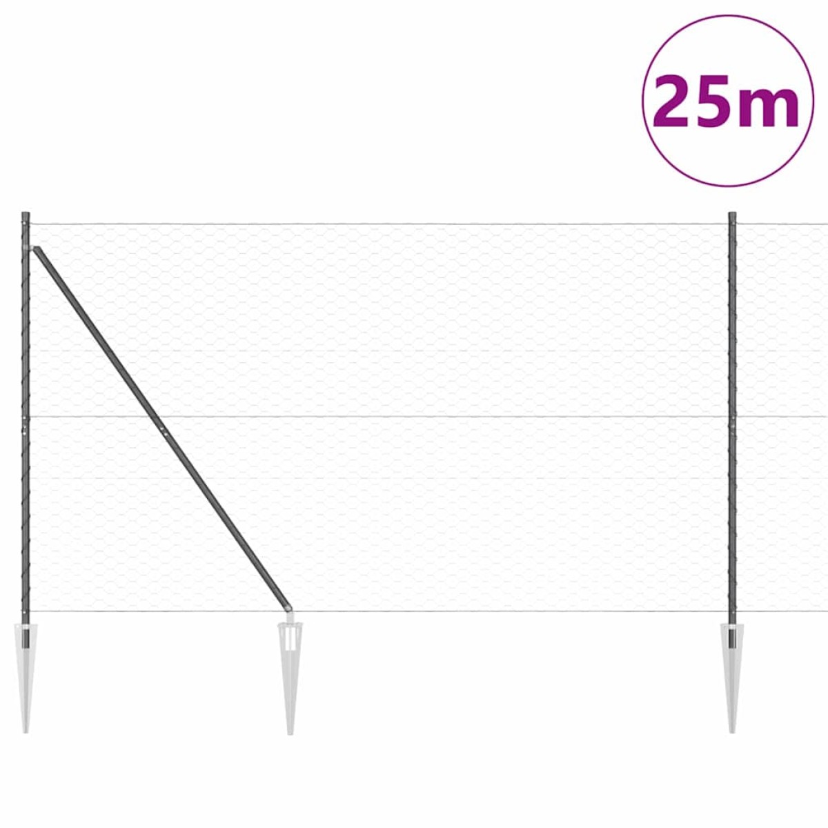vidaXL Εξαγωνική Φράχτη με Στύλο 25 x 1,6 μ PVC-Επικαλυμμένο Ατσάλι