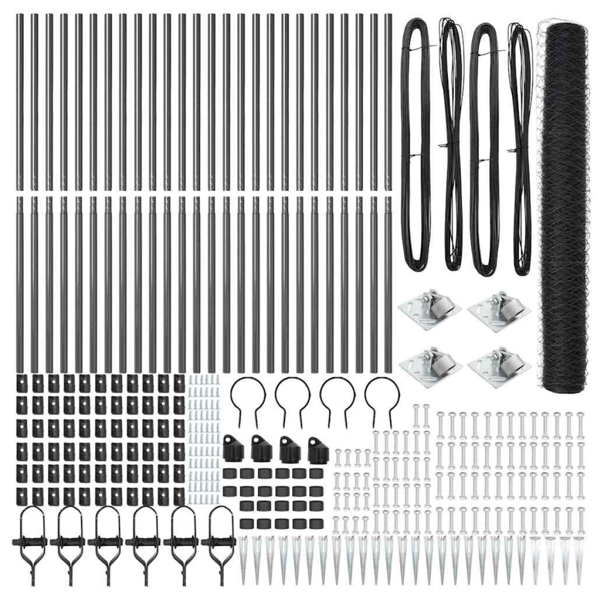 vidaXL Εξαγωνική Φράχτη με Στύλο 50 x 1,4 μ PVC-Επικαλυμμένο Ατσάλι