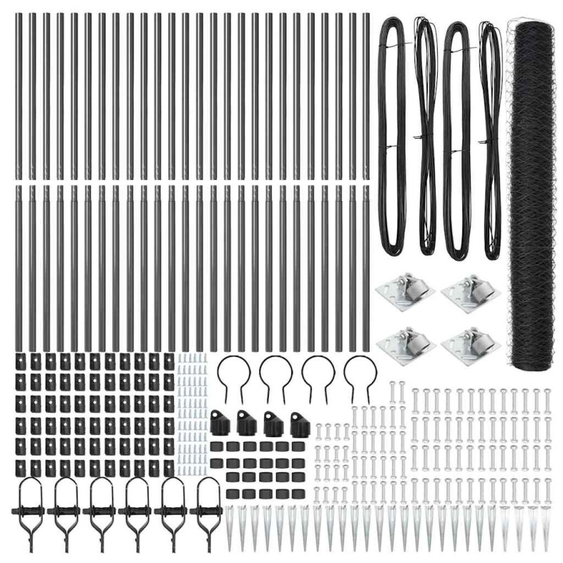 vidaXL Εξαγωνική Φράχτη με Στύλο 50 x 1,4 μ PVC-Επικαλυμμένο Ατσάλι