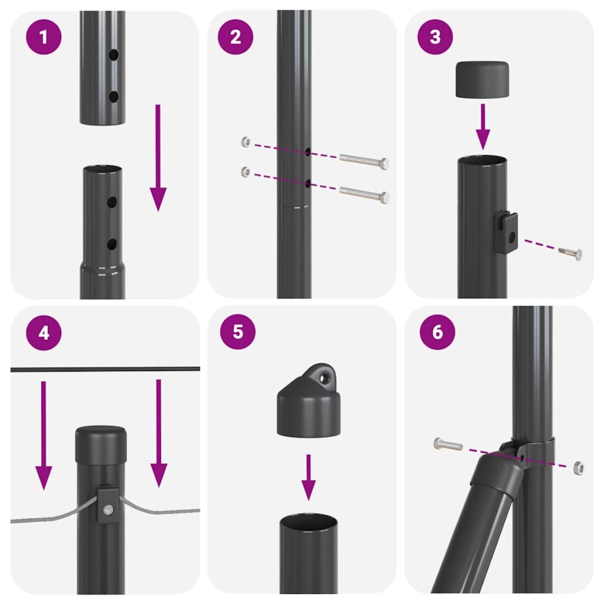vidaXL Εξαγωνική Φράχτη με Στύλο 50 x 1,4 μ PVC-Επικαλυμμένο Ατσάλι
