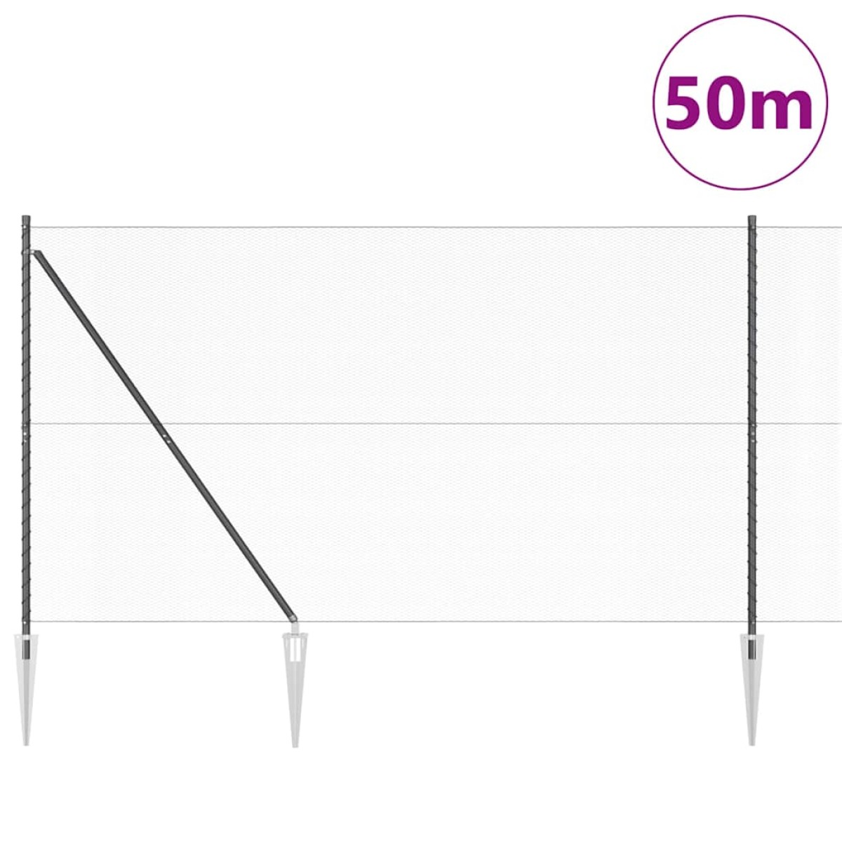 vidaXL Εξαγωνική Φράχτη με Στύλο 50 x 1,5 m PVC-Επικαλυμμένο Ατσάλι