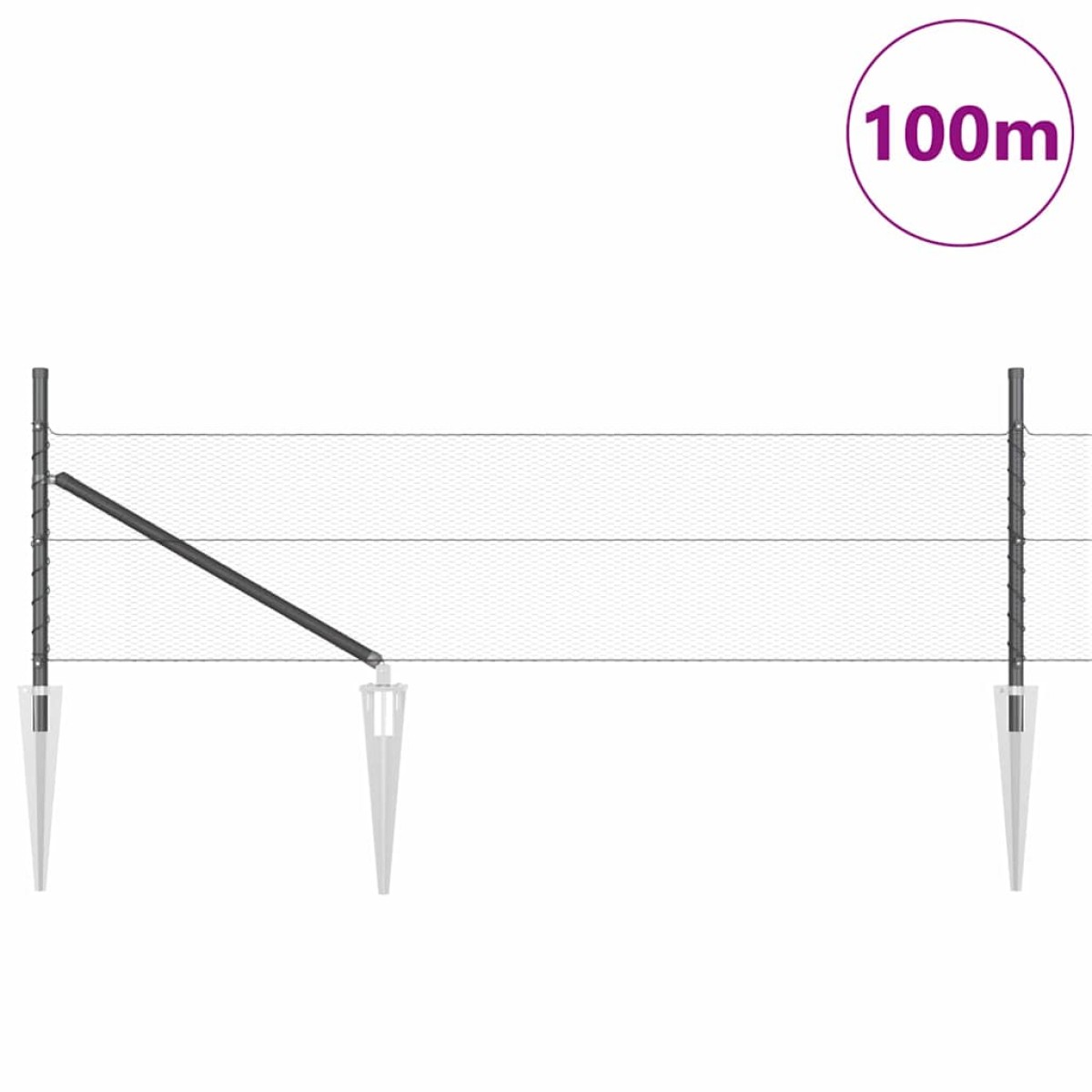 vidaXL Εξαγωνική Φράχτη με Στύλο 100 x 0,8 μ PVC-Επικαλυμμένο Ατσάλι