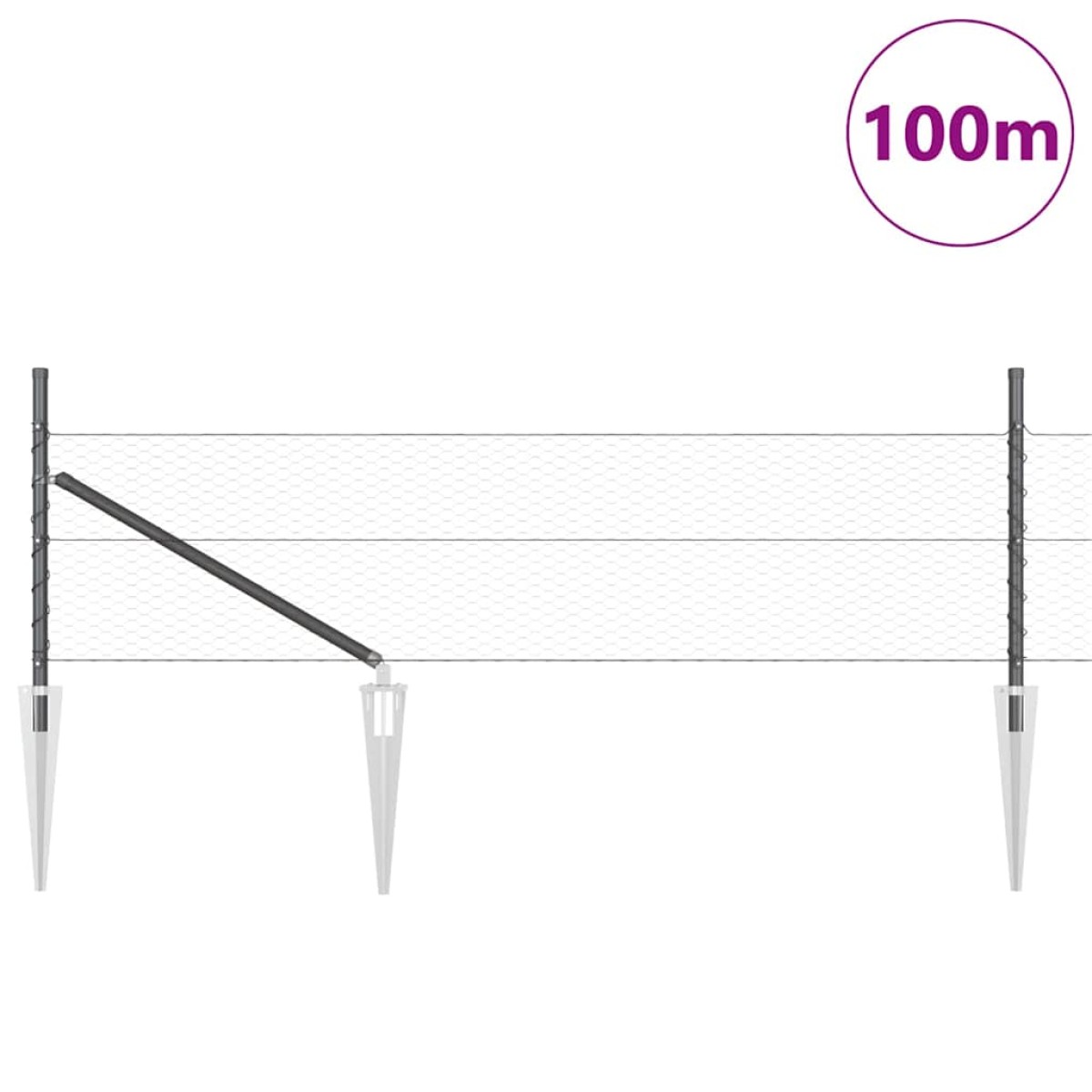 vidaXL Εξαγωνική Φράχτη με Στύλο 100 x 0,8 μ PVC-Επικαλυμμένο Ατσάλι