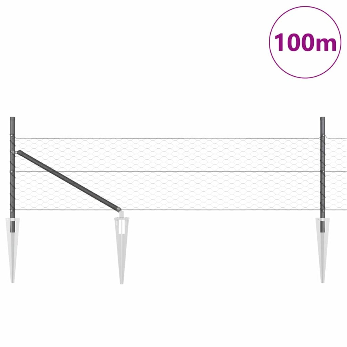vidaXL Εξαγωνική Φράχτη με Στύλο 100 x 0,8 μ PVC-Επικαλυμμένο Ατσάλι