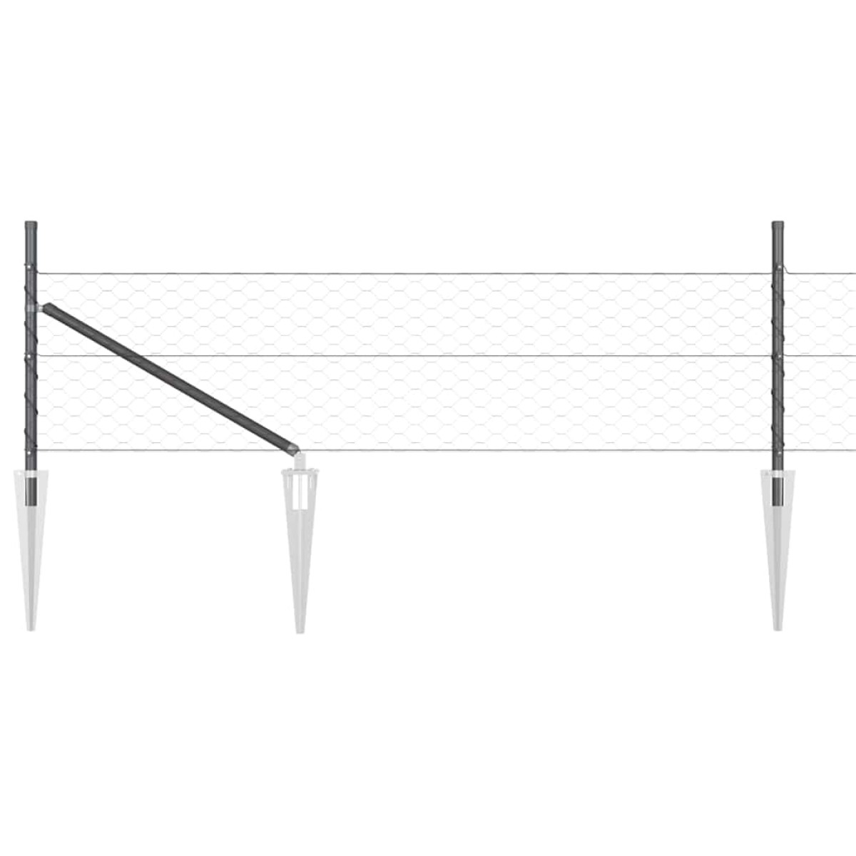 vidaXL Εξαγωνική Φράχτη με Στύλο 100 x 0,8 μ PVC-Επικαλυμμένο Ατσάλι