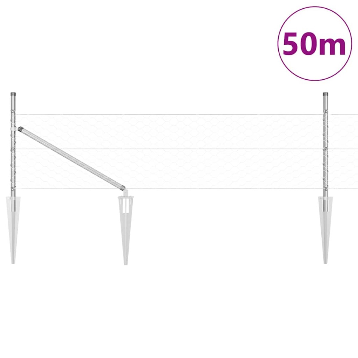 vidaXL Εξαγωνική Φράχτη με Στύλο 50 x 0,8 m Γαλβανισμένος Χάλυβας