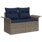 vidaXL Σετ Καναπέ Κήπου 6 τμχ. Γκρι και Ναυτικό συνθετικό ρατάν