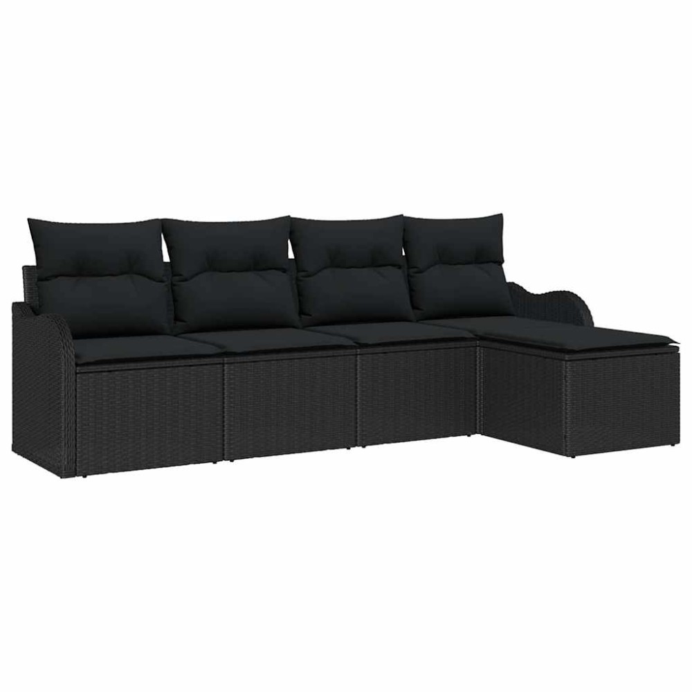 vidaXL Σετ Καναπέ Κήπου 5 τμχ. Μαύρο συνθετικό ρατάν