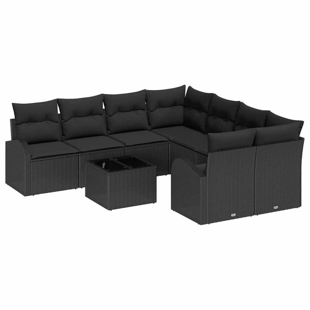 vidaXL Σετ Καναπέ 9 τμχ. 8-Αριθμός καθισμάτων Μαύρο συνθετικό ρατάν