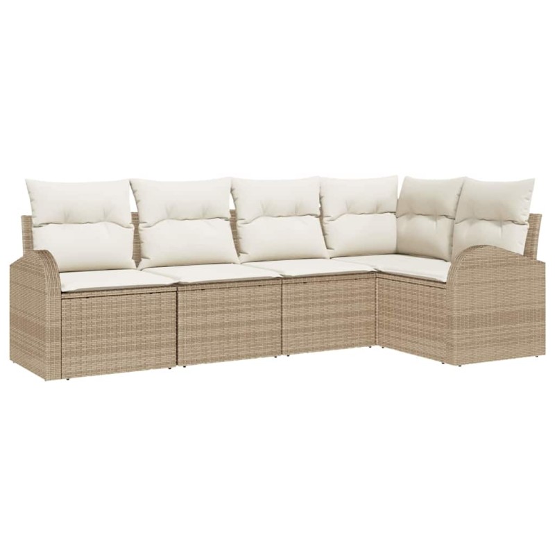 vidaXL Σετ Καναπέ Κήπου 5 τμχ. Μπεζ και Λευκό συνθετικό ρατάν