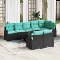 vidaXL Σετ Καναπέ Κήπου 9 τμχ. Μαύρο και Τυρκουάζ συνθετικό ρατάν
