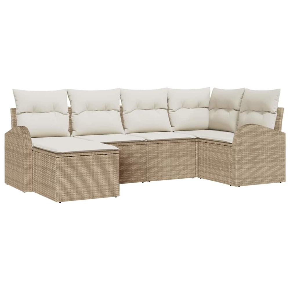 vidaXL Σετ Καναπέ 6 τμχ. Μπεζ και Λευκό συνθετικό ρατάν