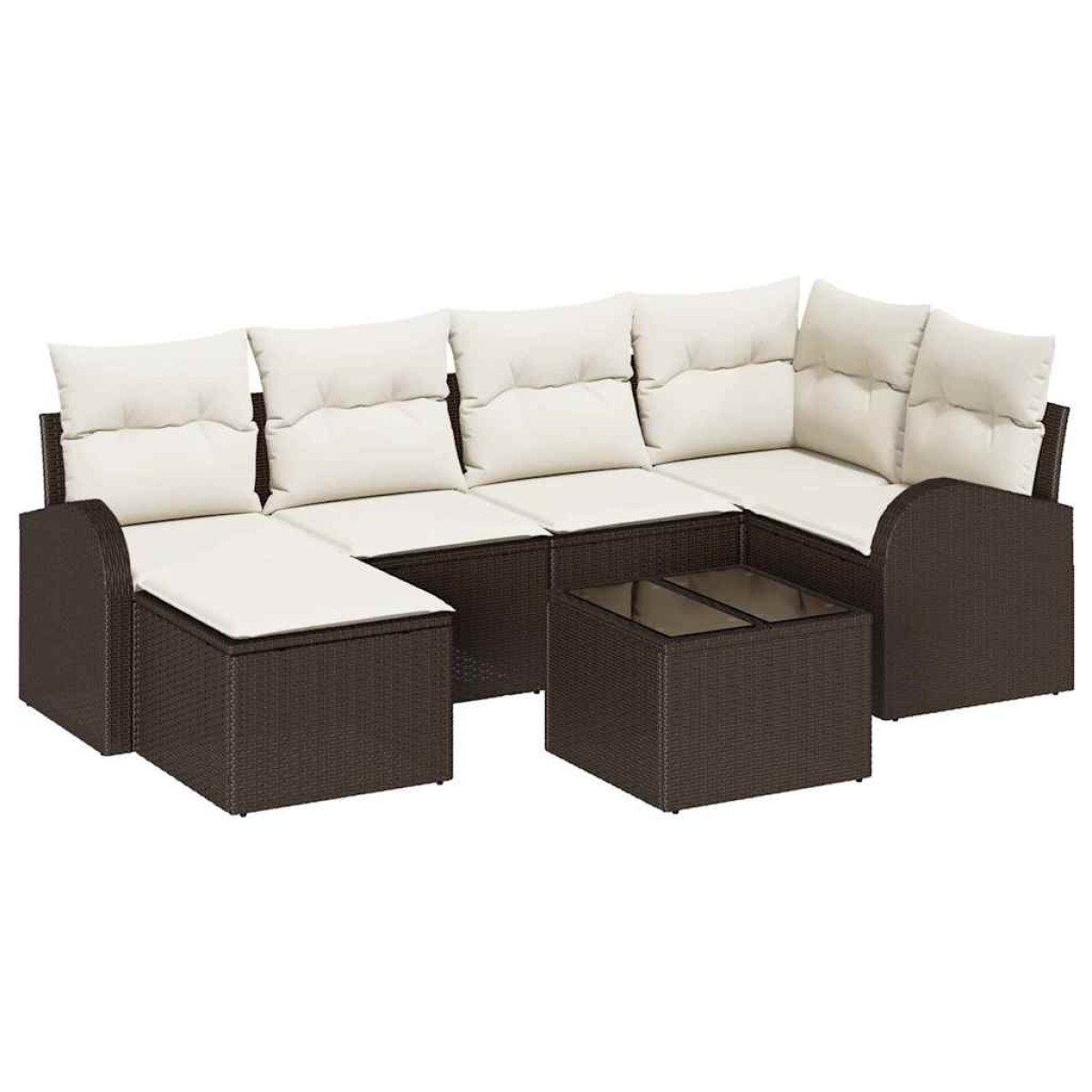 vidaXL Σετ Καναπέ 7 τμχ. Καφέ και Λευκό συνθετικό ρατάν