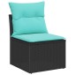 vidaXL Σετ Καναπέ Κήπου 10 τμχ. Μαύρο και Τυρκουάζ συνθετικό ρατάν