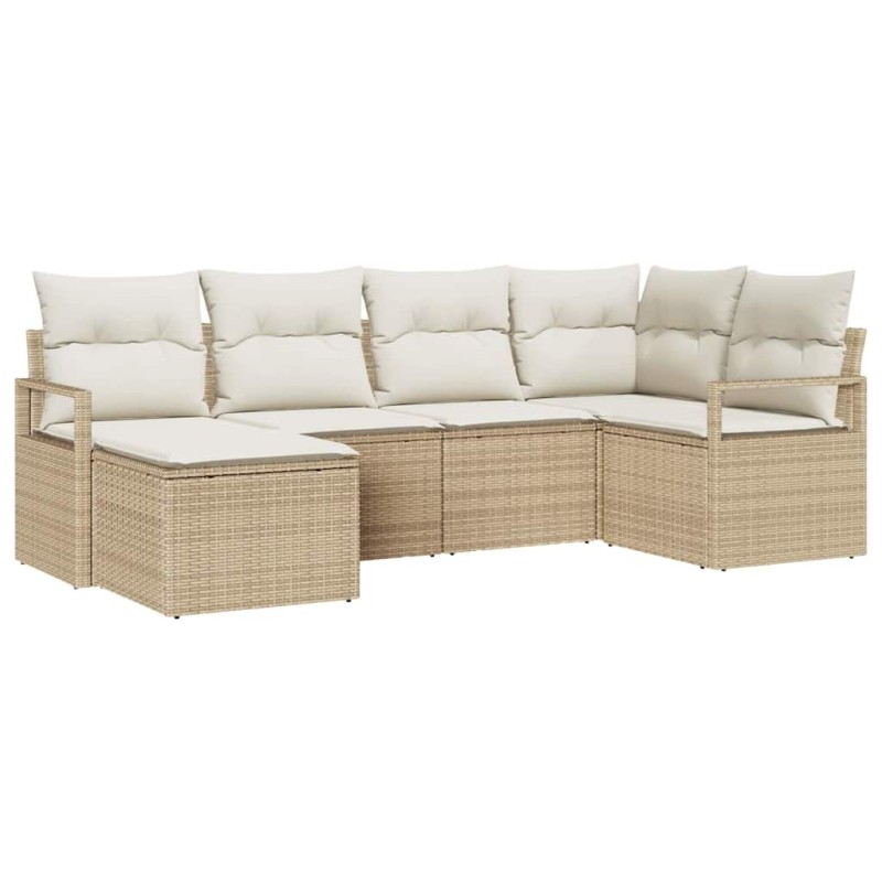 vidaXL Σετ Καναπέ 6 τμχ. Μπεζ και Κρέμα συνθετικό ρατάν