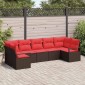vidaXL Σετ Καναπέ Κήπου 7 τμχ. Καφέ και Κόκκινο συνθετικό ρατάν
