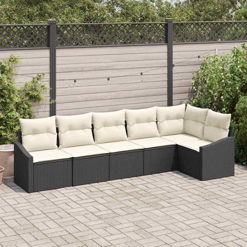 vidaXL Σετ Καναπέ Κήπου 6 τμχ. Μαύρο και Λευκό συνθετικό ρατάν