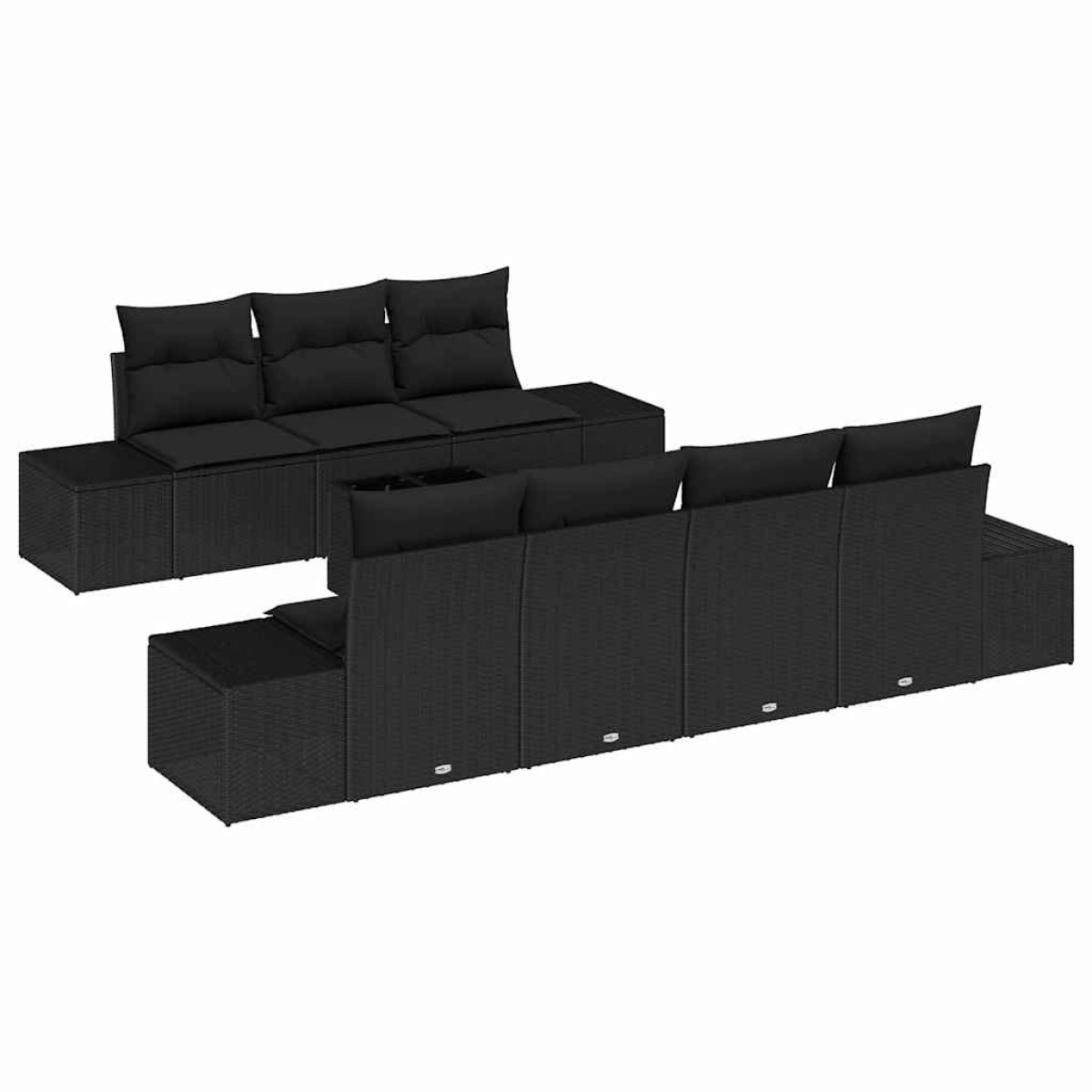 vidaXL Σετ Καναπέ Κήπου 8 τμχ. Μαύρο συνθετικό ρατάν