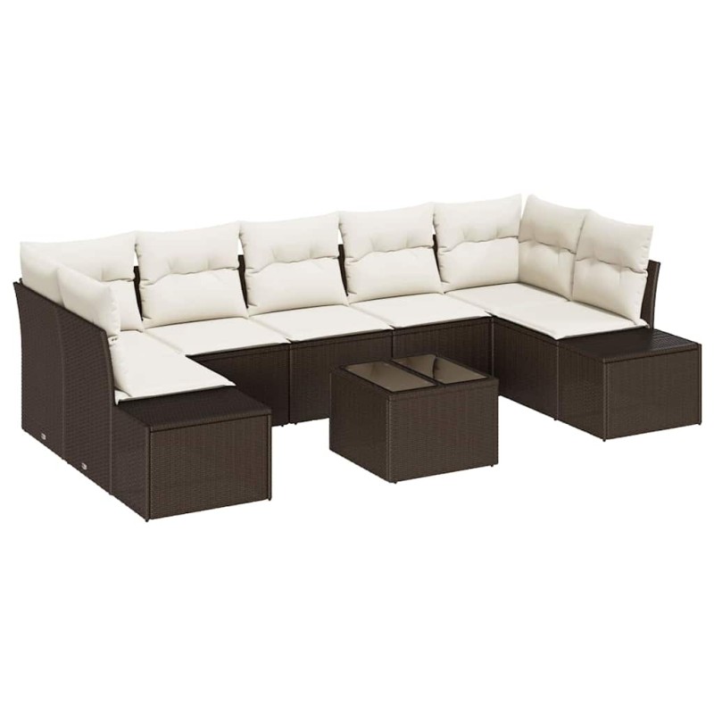 vidaXL Σετ Καναπέ Κήπου 8 τμχ. Καφέ και Κρέμα συνθετικό ρατάν