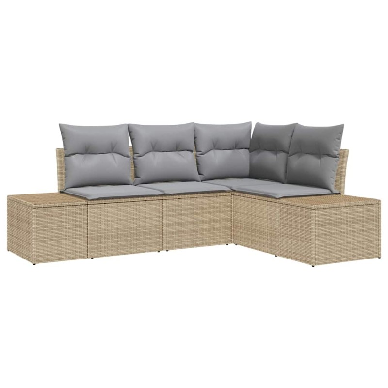vidaXL Σετ Καναπέ Κήπου 4 τμχ. Μπέζ και Ανοιχτό Γκρι συνθετικό ρατάν