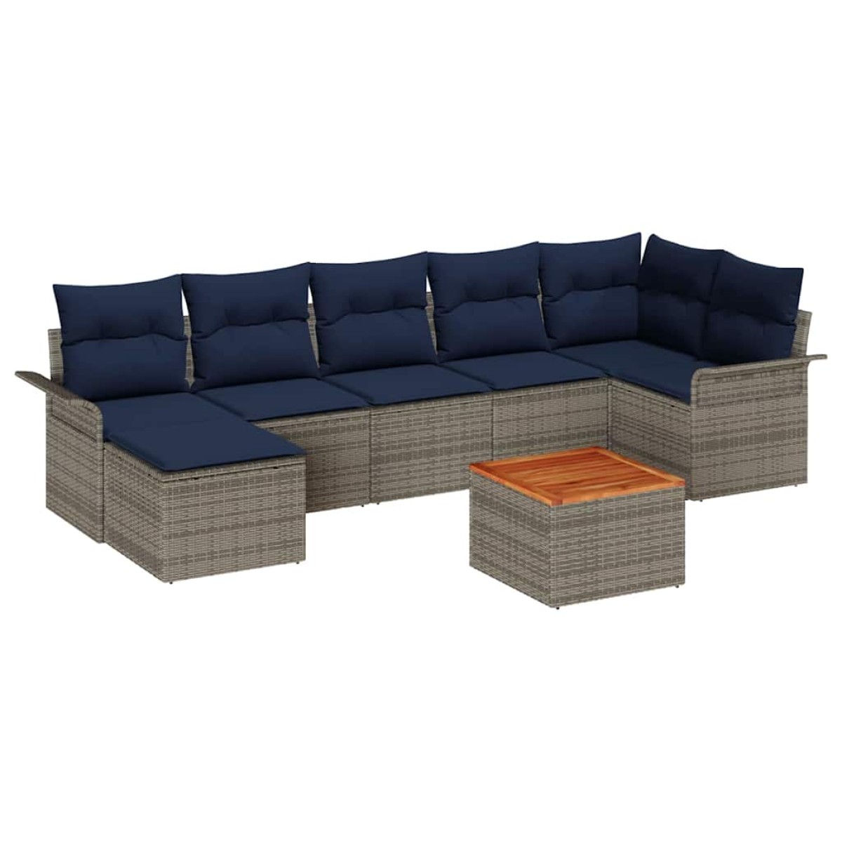 vidaXL Σετ Καναπέ Κήπου 8 τμχ. Γκρι και Navy Blue συνθετικό ρατάν