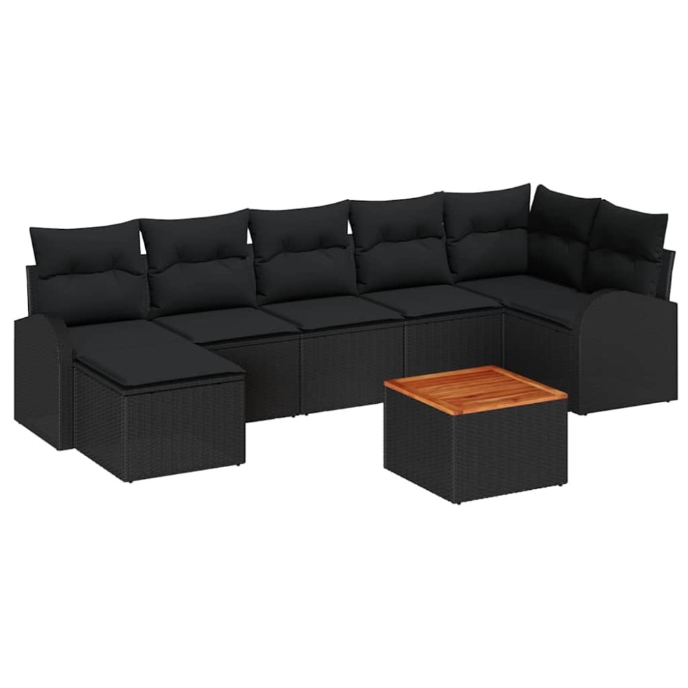 vidaXL Σετ Καναπέ Κήπου 8 τμχ. Μαύρο συνθετικό ρατάν