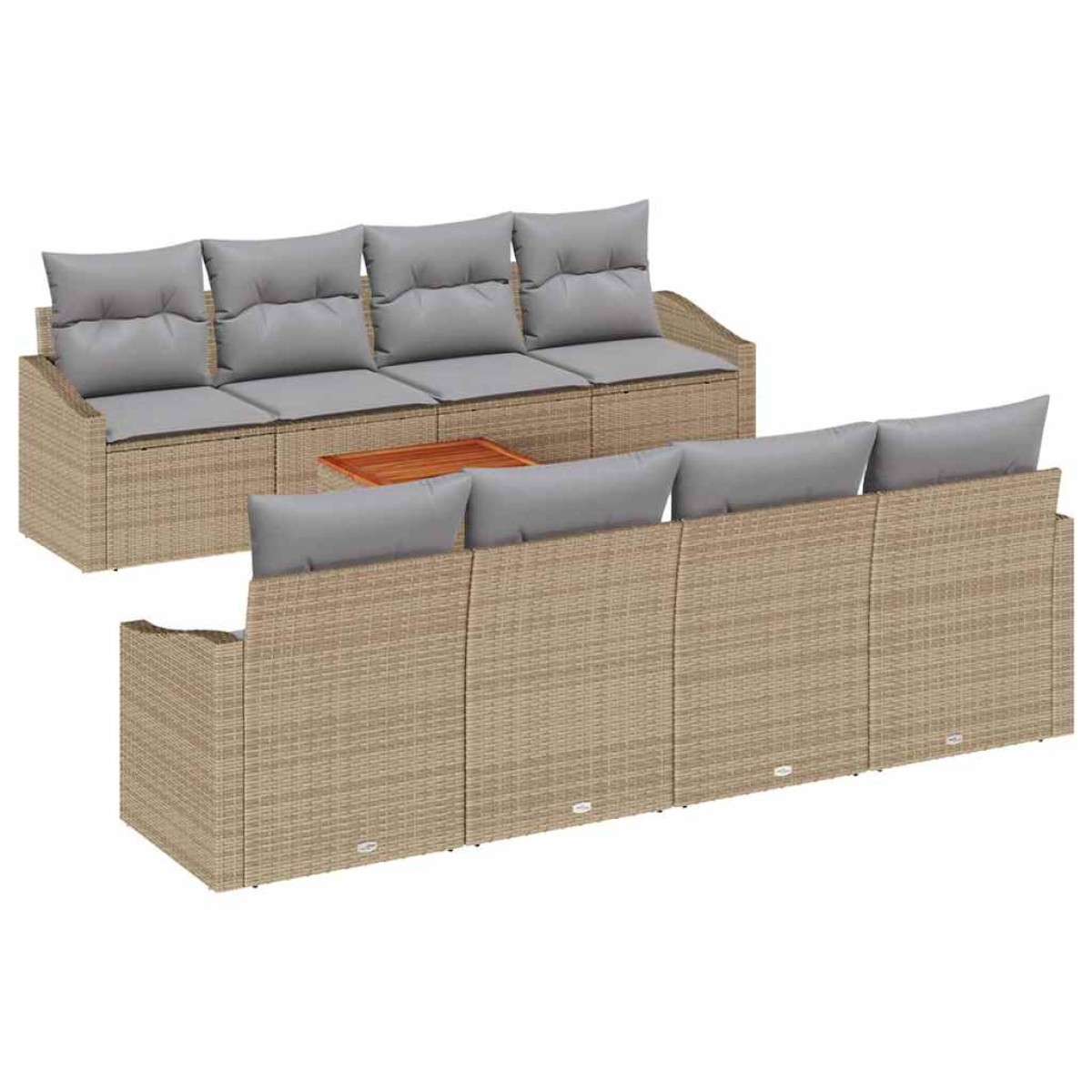 vidaXL Σετ Καναπέ Κήπου 9 τμχ. Μπέζ και Ανοιχτό Γκρι συνθετικό ρατάν