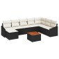 vidaXL Σετ Καναπέ Κήπου 9 τμχ. Μαύρο και Κρέμα συνθετικό ρατάν