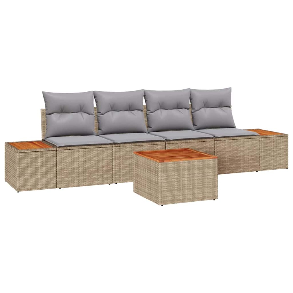 vidaXL Σετ Καναπέ Κήπου 5 τμχ. Μπεζ Πολυ ράταν