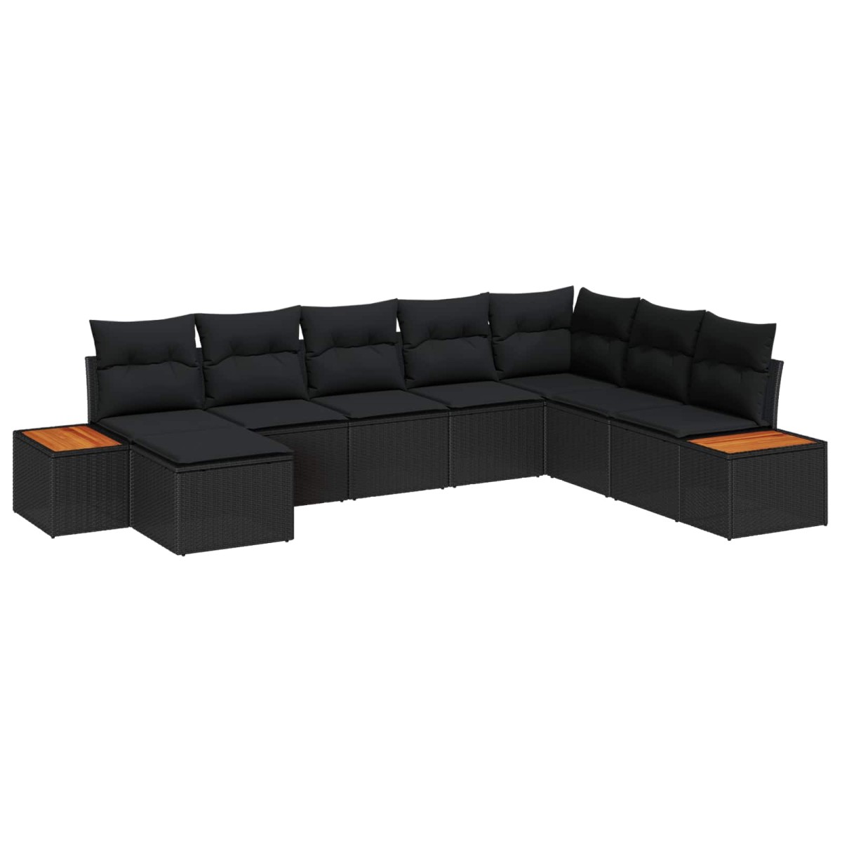 vidaXL Σετ Καναπέ Κήπου 9 τμχ. 8-Αριθμός καθισμάτων Μαύρο Πολυρατάν