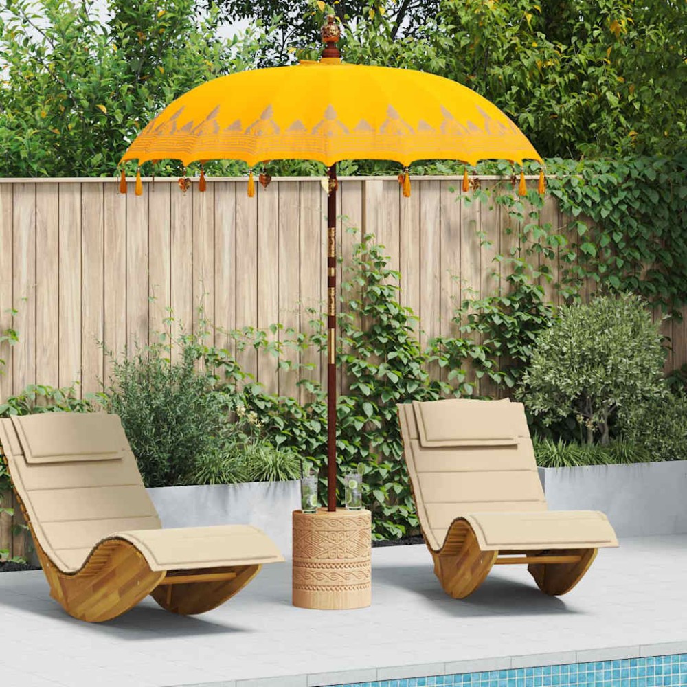 vidaXL Μπαλινέζικη ομπρέλα με βάση Κίτρινο 185 x 185 x 260 εκ Βαμβάκι