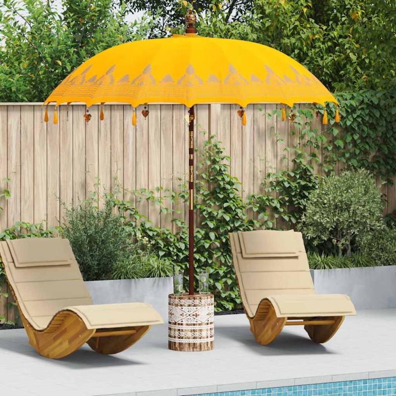 vidaXL Μπαλινέζικη ομπρέλα με βάση Κίτρινο 215 x 215 x 260 εκ. Βαμβάκι